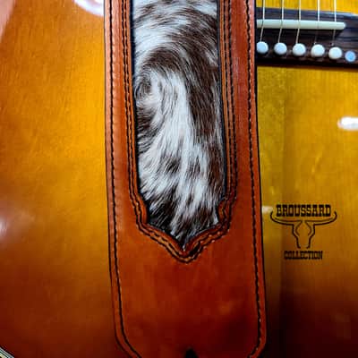 The Longhorn - Handcrafted Full-Grain Leather Guitar Strap with Hair-on Cowhide image 2