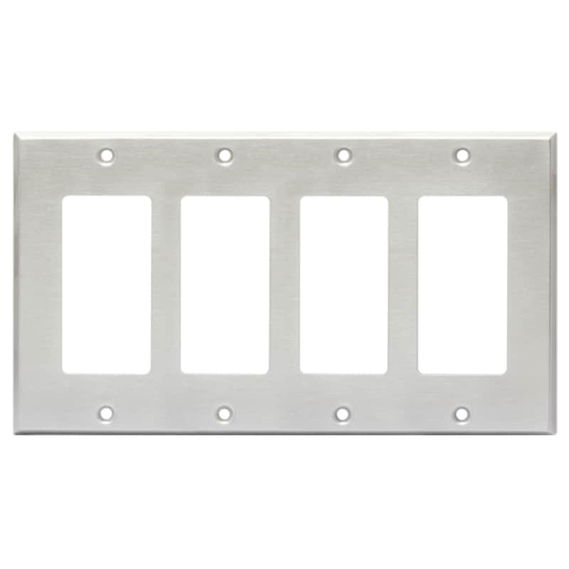 RDL CP-4 Quad Cover Plate for Decora RDL Controls (Stainless Steel) image 1