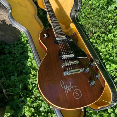 Rare vintage Ibanez 2350 CH Custom Les Paul 1975 Lawsuit- John 5 Motley Crue autographed Natural wood brown top maxon 70 pickups image 3