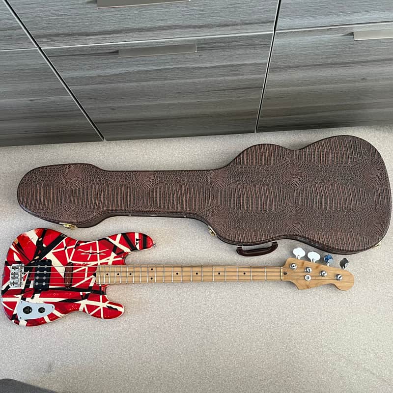 Custom made Frankenbass Wolfgang Van Halen Frankenstein Bass Musikraft Neck Frankenstrat - Red/White/Black image 1