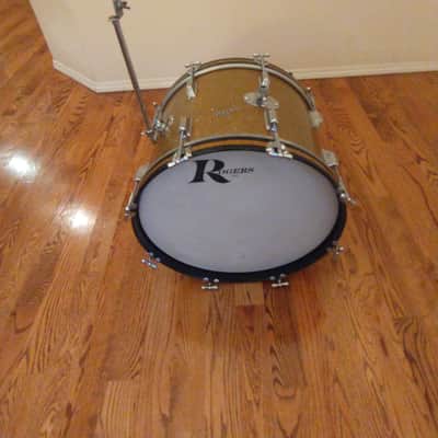 Rogers Vintage Holiday Gold Sparkle 14 X 20 Bass Drum, Early 1960s, Cleveland Tag! image 1