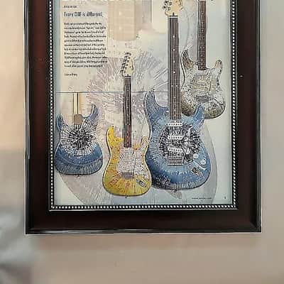 1990's Fender Guitars Color Promotional Ad Framed Fender Splatter Stratocaster Original