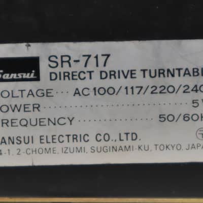 Sansui SR-717 Direct Drive Turntable w/ Dust Cover Record Player image 12