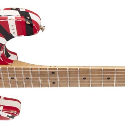 EVH Striped Series Frankie Electric Guitar Red/White/Black Relic image 3