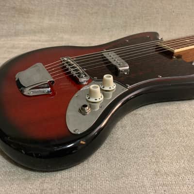 Vintage 1960’s Conqueror Teisco Kawai Kingston 23.5” Short Scale Offset Electric Guitar + 2 Tone Case Japan MIJ image 10