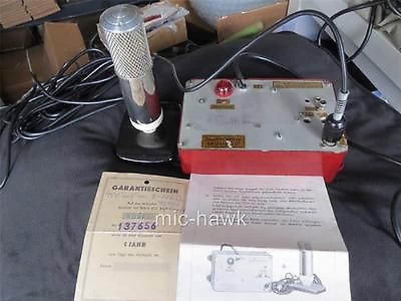 JOACHIM WETZEL RARE VINTAGE TUBE MICROPHONE WITH POWER SUPPLY, DESK STAND+CABLES image 1