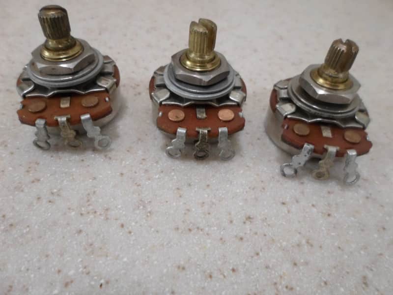 Vintage 1965 Fender Stratocaster Pots 250K Crater Bottom CTS Potentiometers image 1