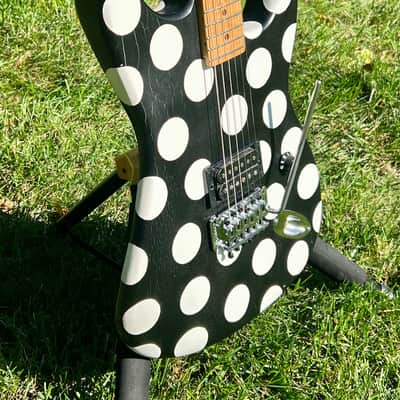 MusiKraft Super Strat - Black w/white polka dots- EVH image 7