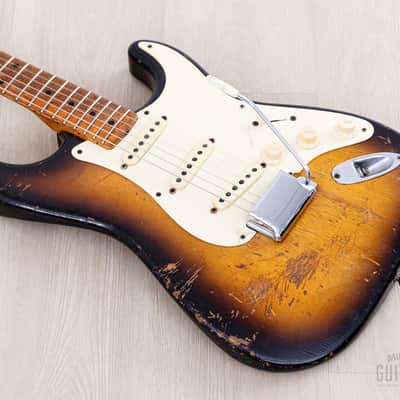 1957 Fender Stratocaster Vintage Guitar Sunburst w/ V Neck, Tweed Case image 11