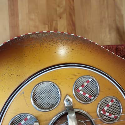 1950s Del Vecchio acoustic resonator guitar (red/gold sunburst) image 6