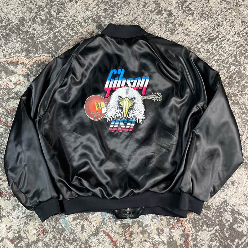 1980s Gibson USA Les Paul Eagle Rare Vintage Red White & Blue Print Nylon Jacket! image 1