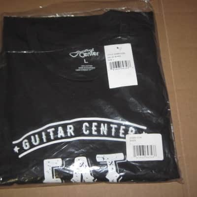 new in package A+ Guitar Center EAT BREATHE, ROCK Men's Size Large (L), Black 100% Cotton Short Sleeve T-Shirt - Graphic is in White and it says / shows: GUITAR CENTER EST. 1964, EAT, BREATHE, ROCK + has dual guitars, stars, & lines (Style # GC005-11730) image 13