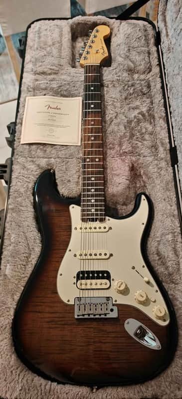 Fender Limited Edition American Elite Stratocaster HSS Shawbucker FMT with Ebony Fretboard 2017 - 2018 - Black Burst image 1