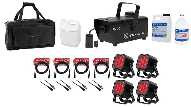 (4) American DJ MOD STQ Compact LED DMX Par Wash Lights w/Remote+Fogger+Cables image 1