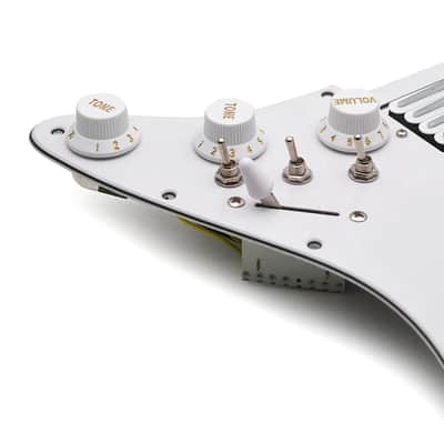 White HSS Guitar Loaded Prewired Strat Style Pickguard, Multi Switches System image 5