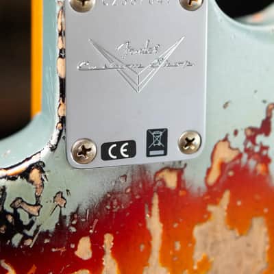 Fender Custom Shop 1965 Stratocaster Super Heavy Relic Electric Guitar - Super Faded Aged Firemist Silver over 3-Color Sunburst with Hardshell Case image 14
