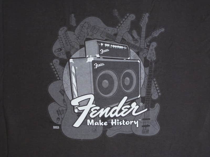 FENDER "Make History" graphic Guitar Amp T-Shirt - Dark Gray - Men's Large - NEW image 1