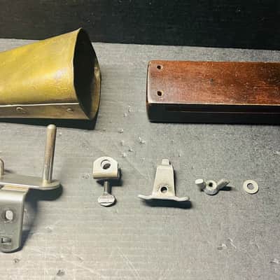 Vintage WFL (Ludwig) Chicago Cowbell & Wood Block With Stamped Nickel Holder (Shiny & Clean) 40’s - 50’s image 16