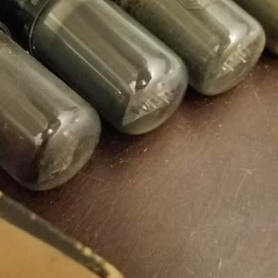 RCA Matched Pair (2) 6V6GT AT1000 TESTED Vacuum Tubes greyglass black plate Beam Power 6V6 1945-1958 image 4