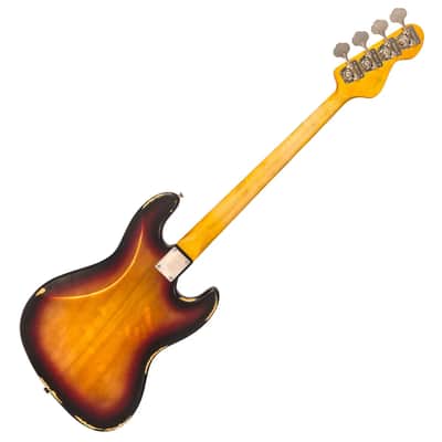 Vintage V74 ICON Fretless Bass Left Hand - Sunset Sunburst (LV74MRJP) image 3