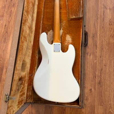 1961 Fender Jazz Bass Left-Handed Olympic White Nitro Refinish w/ Original Pickups & Case image 12