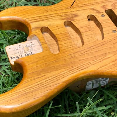 Light Back Routed Swamp Ash 1" Wood Strips Strat (Woodtech, USA) in Golden Amber Truoil Finish image 4