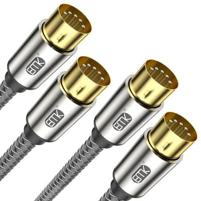 5-Pin MIDI Cable (2 PCS, 4Ft/1.2M) - Nylon Braided Durable MIDI to MIDI Cord for Keyboard, Synthesizer, Guitar Pedal, Sampler, Audio Interface, Mixer - Gold-Plated Connectors image 1