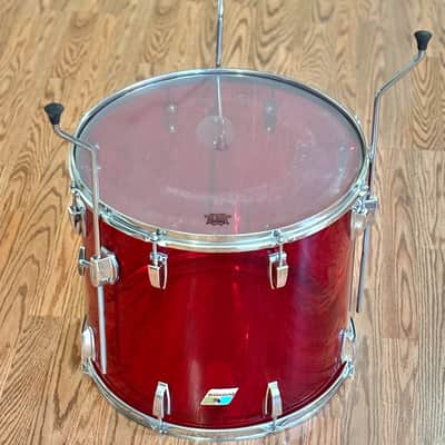 Vintage 70's Ludwig Vistalite 18" Floor Tom Red Acrylic for Drum Set Kit 1970's image 8