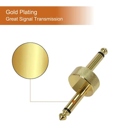 VSN Professional Guitar Pedal Coupler,1/4 Inch Guitar Pedal Connector Z Type 6.3mm Pedals Coupler 4 Pack Pedal to Pedal Connector TS Copper Male Connector for Effect Pedalboard Space Saving Gold image 7