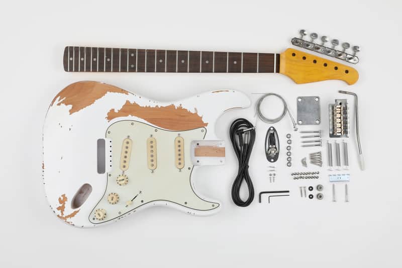 AE Guitars® Build Series Complete Guitar Kit Vintage White Nitro Finish image 1
