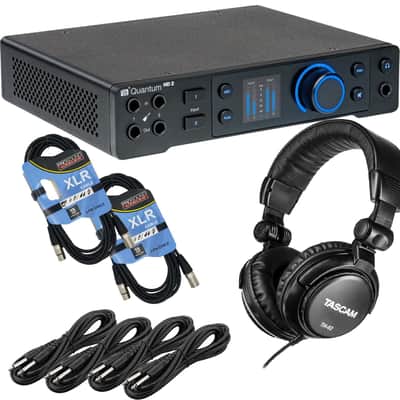 PreSonus Quantum HD 2 USB-C Audio Interface, (2) XLR Cables, (4) 1/4 Cables, Tascam TH02 Bundle image 1