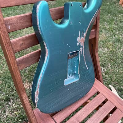 MJT Stratocaster body fits Fender 2015 *Metallic* Lake placid blue relic. Amazing finish checking! image 3