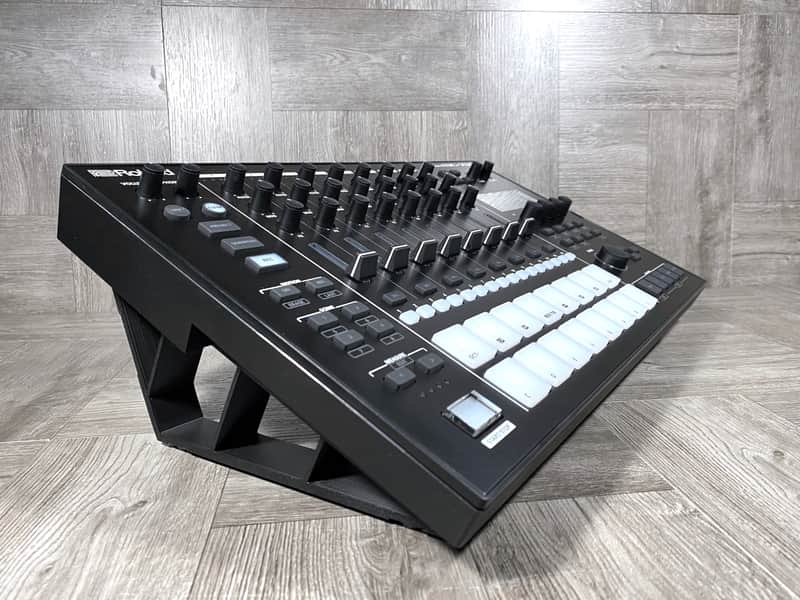 25º Angle Stand for Roland MC-707 Groovebox / TR-8S Drum   - Color BLACK - by KZcraftworks - USA image 1