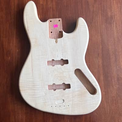 Compact Offset Bass Body NOS- High End Maple Top-Mahogany accent -solid ONE-piece Butternut (White Walnut) Back - Unfinished Front Routed LIMITED Luthier Supply R29 image 17