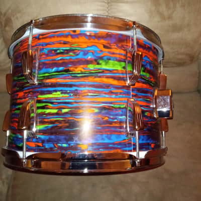 Ludwig 9X13 TOM LATE 70'S EARLY 80'S - PSYCHEDELIC RED WRAP image 5