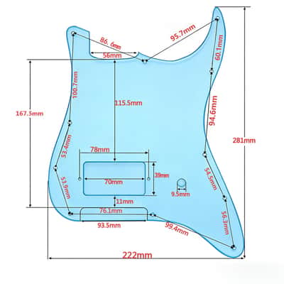 11-Hole ST Style Electric Guitar Pickguard, Single Humbucker Pickup Hole with Aluminum Foil Shielding (White 3-Ply) image 3
