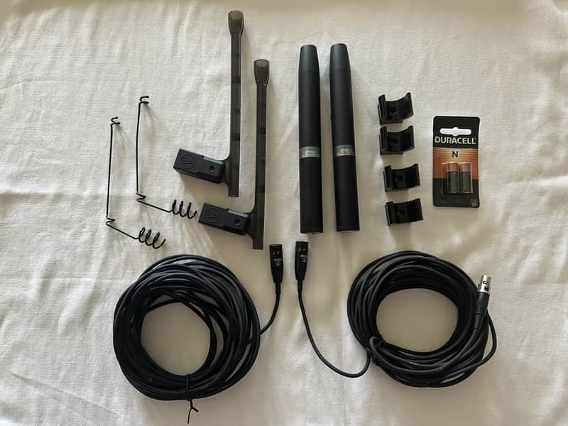 Pair Audio-Technica AT853 Condenser Choir, Theater Hanging Mics w/ AT8505 Power Modules — Excellent image 1