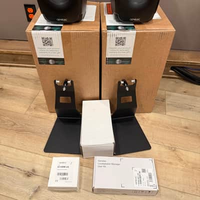 Genelec 8331A SAM 3 way Powered Coaxial Pair with Stands, GLM and volume controller - Black image 1