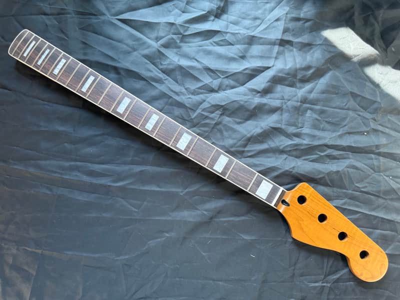 BMC Bass Guitar Neck Jazz Bass® 20 Fret Roasted Maple MOP Block Inlays Bound With Rosewood Fingerboard Nitro Lacquer 2025 - Conicle Rounded Frets   [BN100] image 1