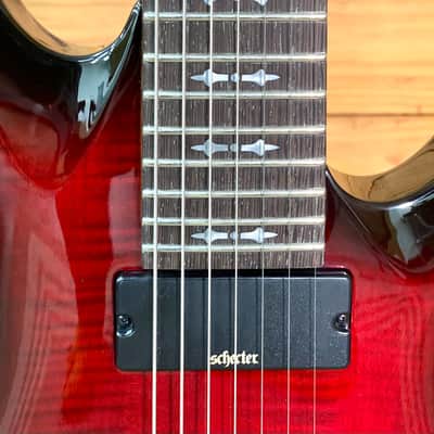 Schecter Demon-7 Floyd Rose Electric Guitar, Crimson Red Burst image 5