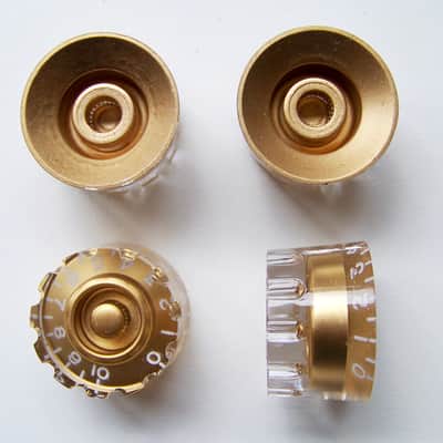 x4 Gibson USA Gold Knurl Les Paul Speed Knobs / Control Knob Set - NEW image 2
