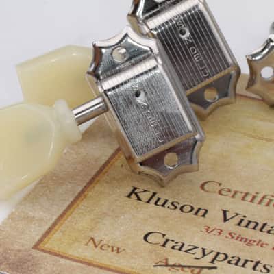 Kluson® 3/3by side Gibson style Nickel Ltd.Edt. VTR Tuners Single Line/Single Ring WD Vintage Buttons image 3
