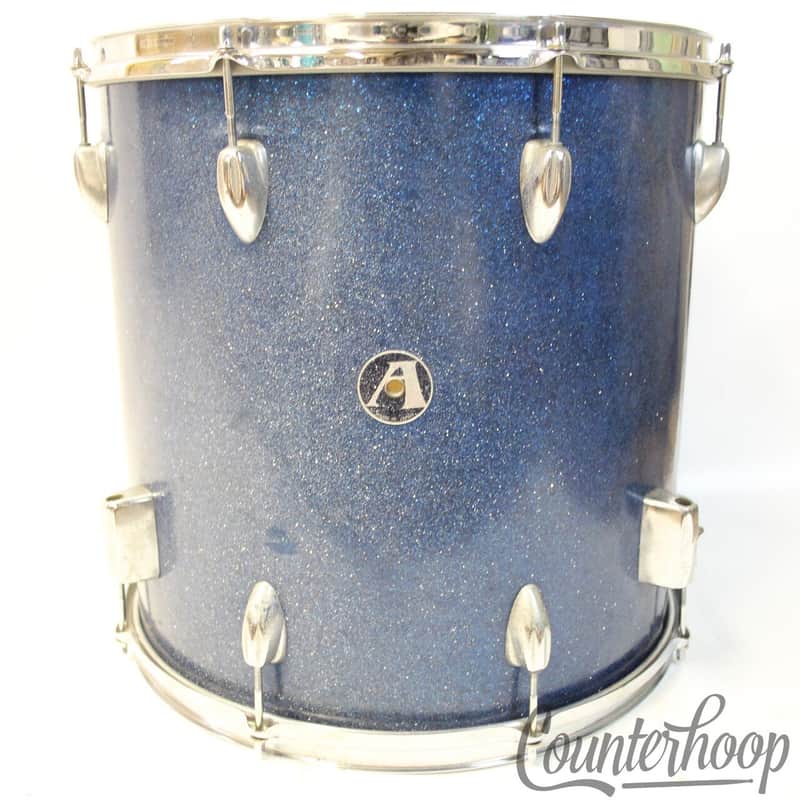 Pearl 16x16"Floor Tom Drum"A"Made In Japan Badge Apollo Vintage 60s Blue Sparkle image 1