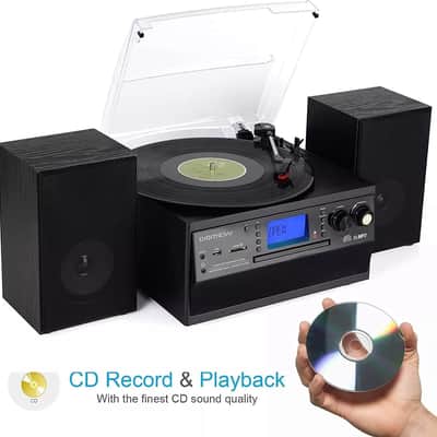 Bluetooth Record Player Turntable with Stereo Speakers, CD Recorder, Vinyl to MP3 – M504 image 3