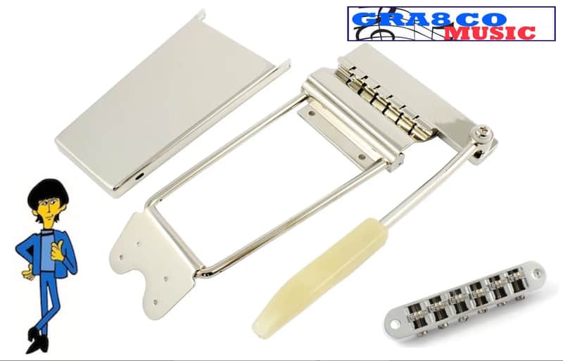 Allparts Long Vibrola Maestro Tremolo Tailpiece Nickel & Roller Bridge 4 Gibson  SG, ES335, firebird image 1