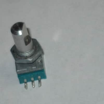 used (is fine / works fine) BOSS / ALPS potentiometer, 50 3A 03 5V, D Shaft, JAPAN, 1990s - 2010s - POT: blue, silver / NUT: gray (NO pedal, NO knob, NO other items) teal, square image 11