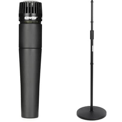 Shure SM57 Cardioid Dynamic Instrument Microphone with 12" Round Base Stand image 2