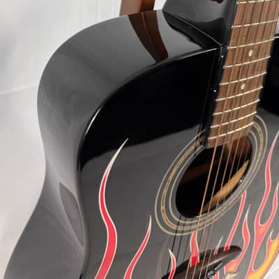 Dean Bret Michaels BM The Player Acoustic Guitar 2011 - Black Flames image 5