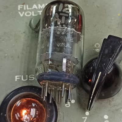 50s GE slanted square getter 12AT7 ECC81 audio amplifier tube image 1