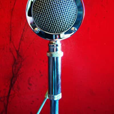Vintage 1960's Astatic D-104 crystal "Lollipop" microphone Chrome w F-11 adapter Hi Z harp # 9 image 3